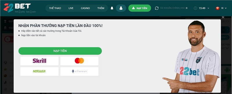 22Bet - Đẳng cấp nhà cái cá cược của game thủ Việt