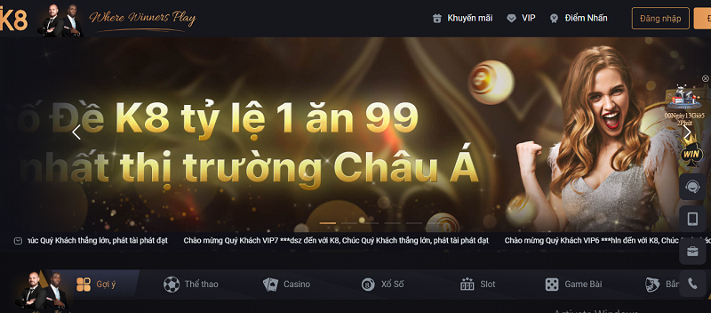 K8 – Thương hiệu nhà cái tặng tiền hợp pháp đáng tin cậy